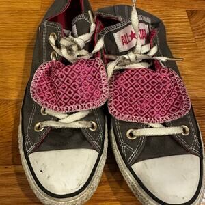 Converse  Double Tounge Grey and Pink  sparkle Size 9